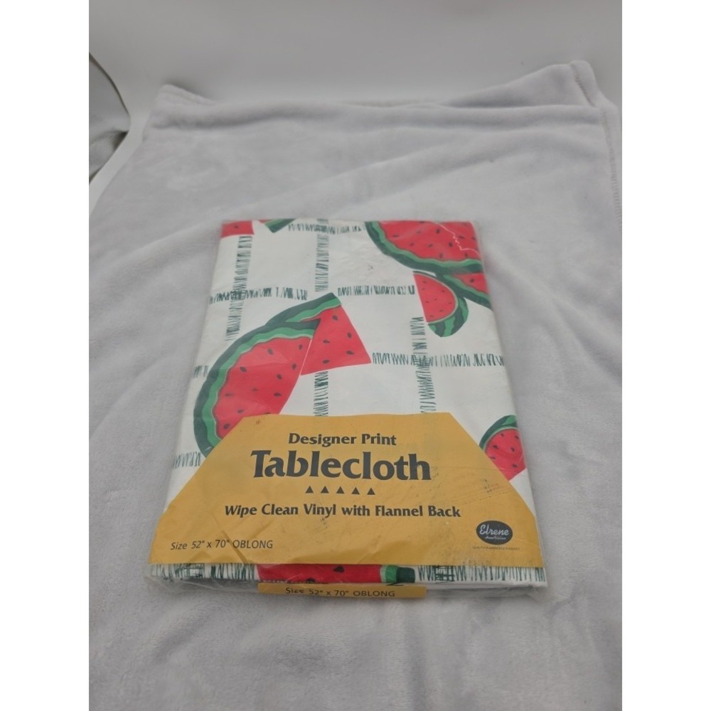 Vtg Watermelon Slices Tablecloth Summer Camping Party Picnic 52x70 Flannel Back